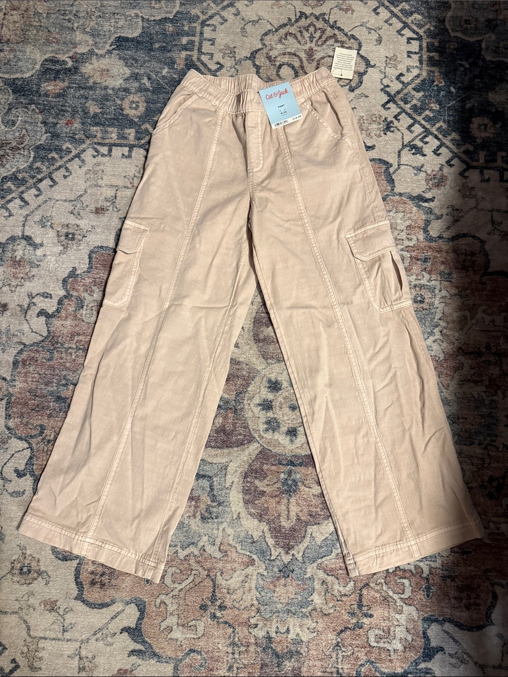 Cat & Jack Beige Cargo Pants with Elastic Waist